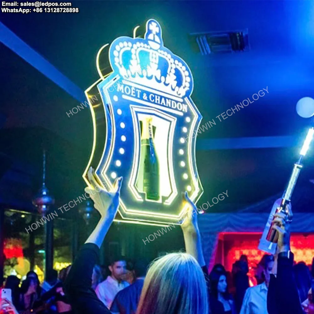 VIP SERVICE BOTTLE GLORIFIER HOLDER MOET GOLD KING CHAMPAGNE TEQUILA LED BOTTLE PRESENTER FOR NIGHT CLUB LOUNGE BAR PUB PARTY