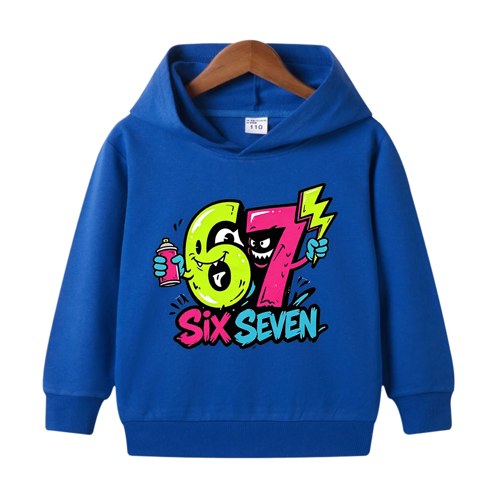 Funny Number 67 Letter Graphic Cute Kids Pullover Hoodie Autumn Fashion Soft Long Sleeve Tops for Boys Girls Sweatshirts