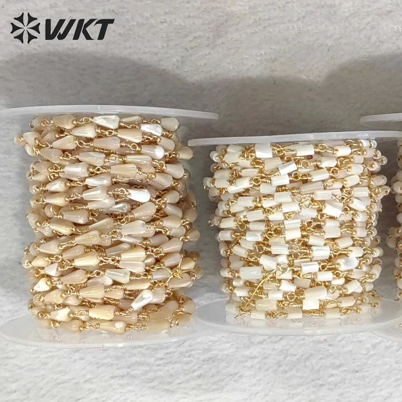 WT-RBC222 WKT 2023 سلسلة على الموضة مع قذيفة 18k سلسلة ذهبية الخرز حوالي 3x6 مللي متر الزفاف الرجعية سلاسل الحفلات اكسسوارات #4