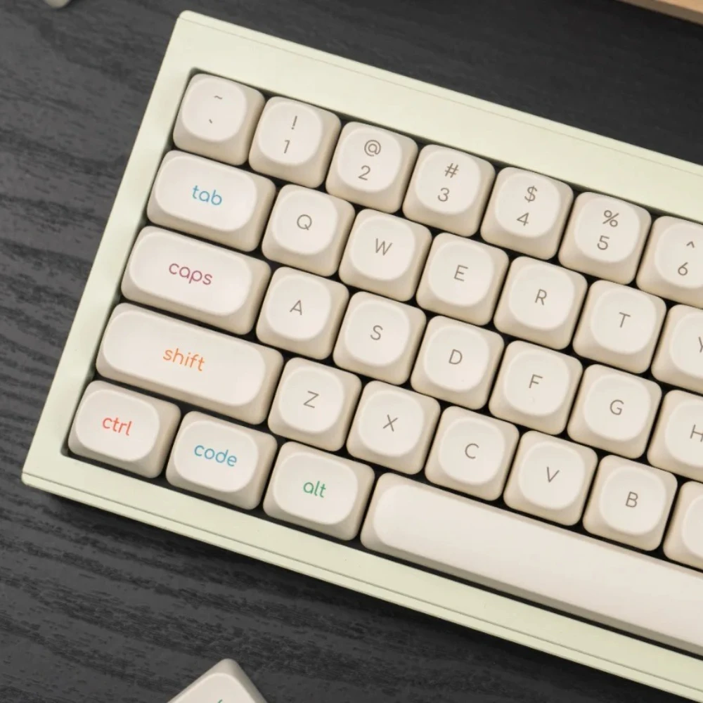 

Frozen Yogurt Cute Keycap PBT Thermal Sublimation MOA Ball Caps 124 Keys Minimalist Milky White Keycaps for Mechanical Keyboard