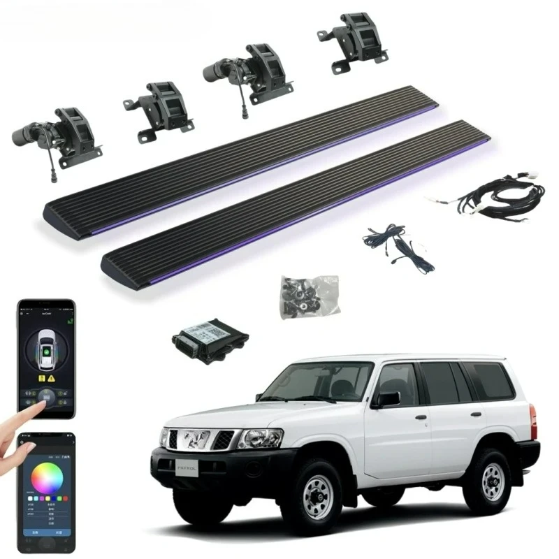 

Hot Selling ForNissan Patrol Y61 Aluminum Automatic Telescopic Electric Foot Pedal with LED Light