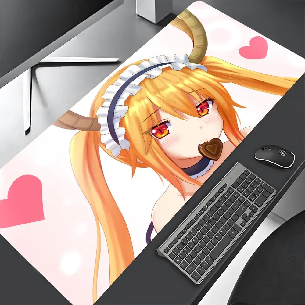 Imagem -03 - Maid Mouse Pad para Jogos de Computador Tapetes Tapete Antiderrapante Macio Ratos Dragão Jogador Acessórios Grande 1000x500 mm Senhorita Kobayashi Laptop