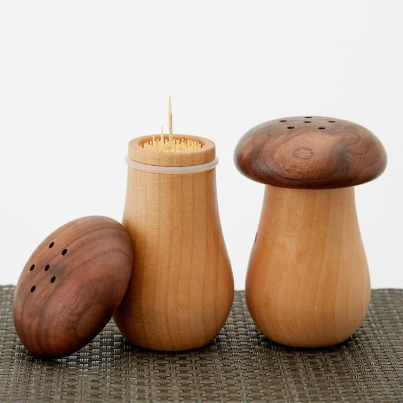 Creative Toothpick Holder Mushroom Toothpick Box Household Wooden Toothpick Box Cute Mushroom Toothpick Jar Table Decoration