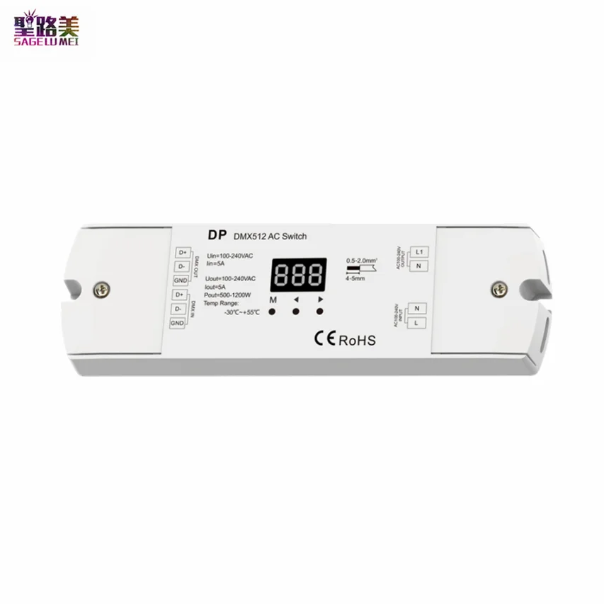 

1CH*5A DMX512 Switch DP AC100V-240V 500-1200W RDM DMX Decoder Stand-alone function/Numeric display For LED Lamp Lights