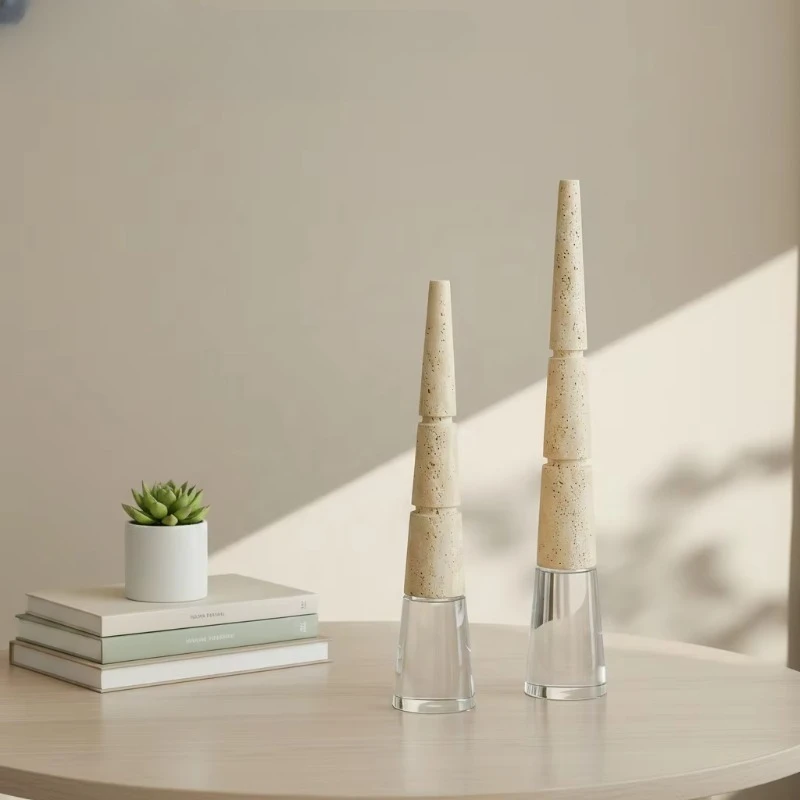 Modern minimalist cone limestone crystal glass ornament desktop decorative geometric art crafts