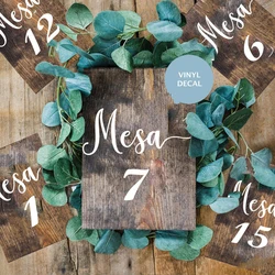 Spanish Table Sign Vinyl Decal Wedding Number Mesa Stickers Wedding Reception Board Mirror Murals Wall Decal Home Decor