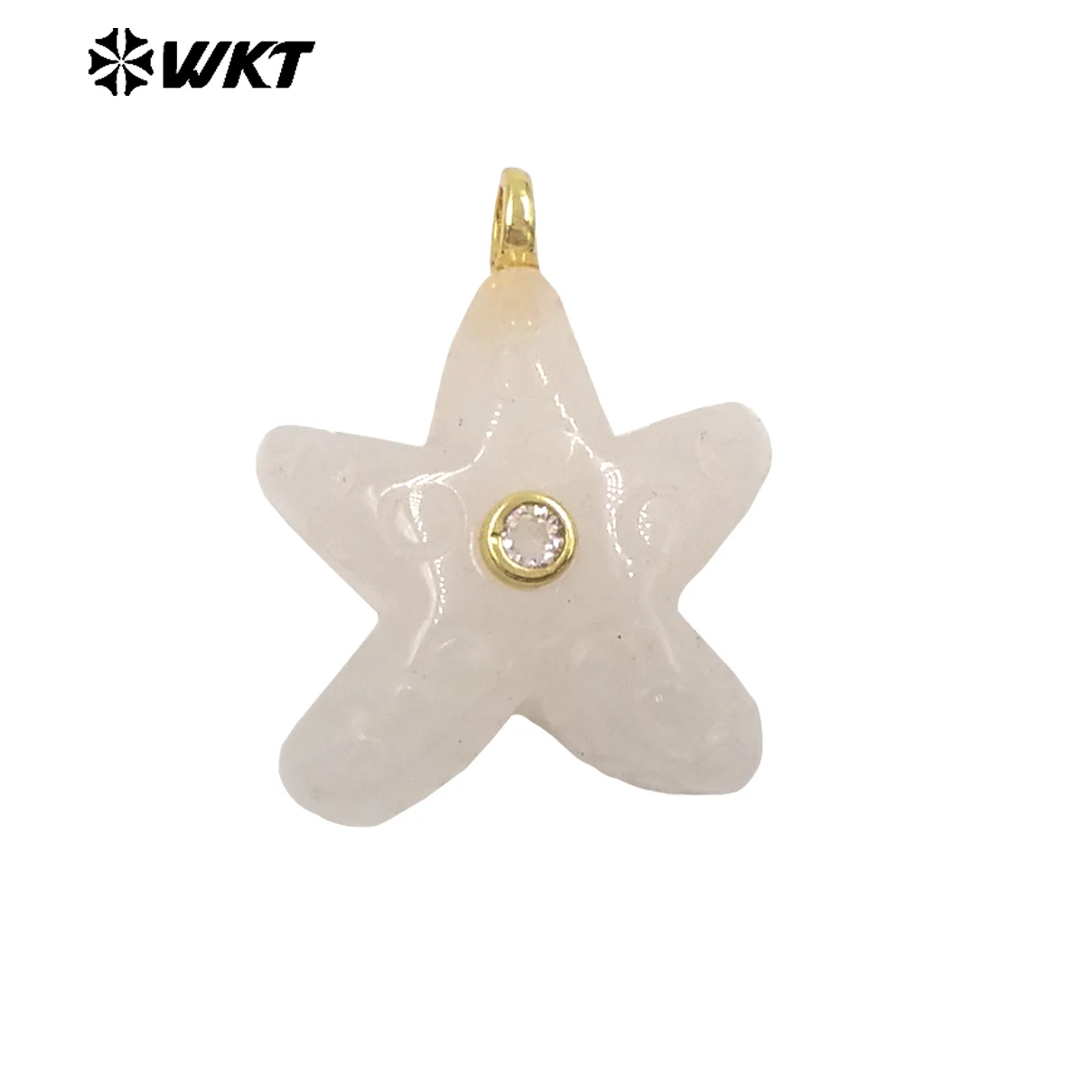 WT-P2108 Personality Lovely Beach Starfish Shape Colorful Gemstone With Transparent Zircon Paved Earrings Or Necklace Making