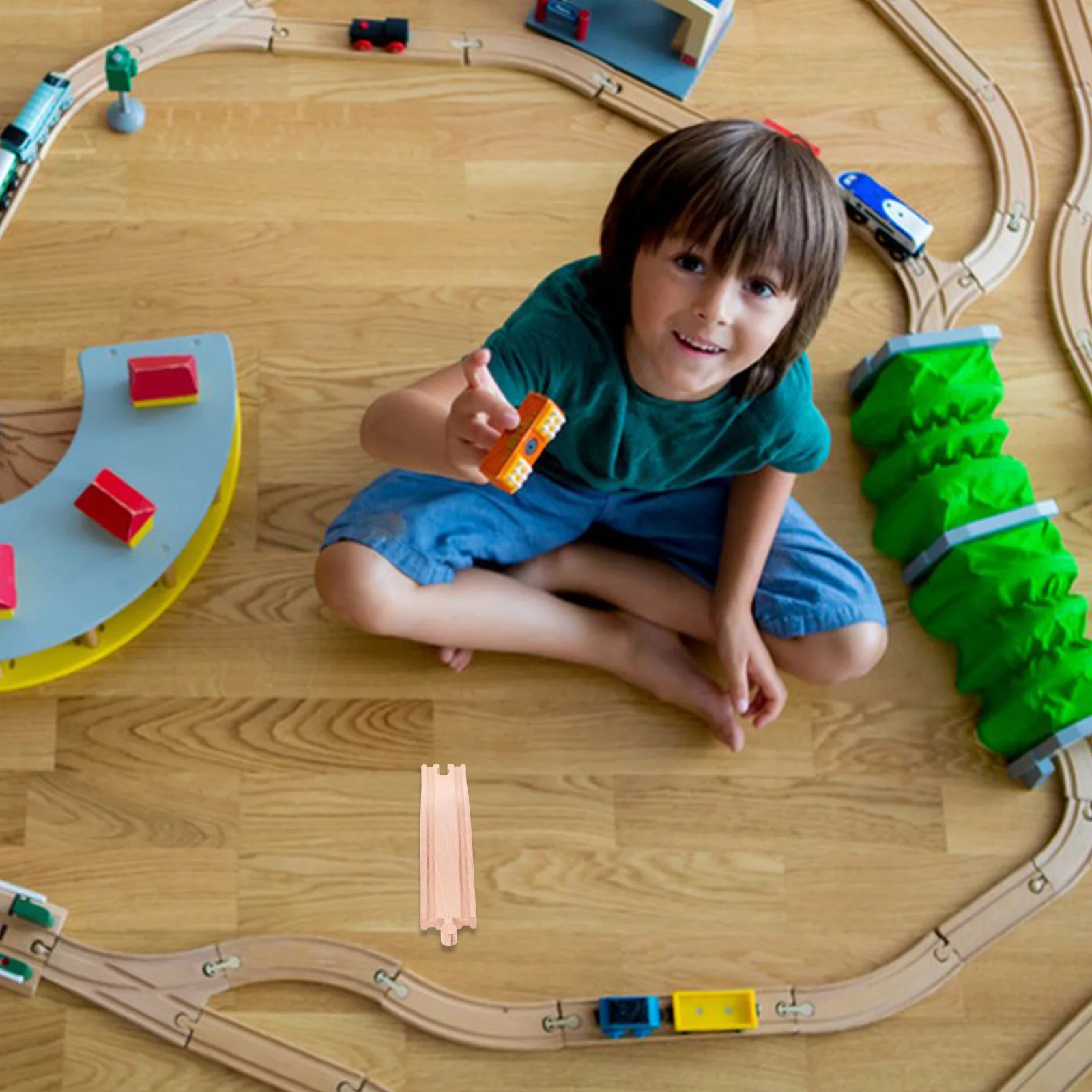 木製列車線路 DIY 組み立てキッズ教育プレイセット 手と目の協調、細かい運動能力の発達のための木製鉄道
