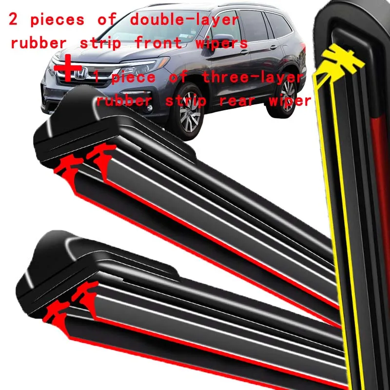 For Honda Pilot 2016-2022 2017 2018 2019 2020 2021 Wiper Front&Rear Wiper Blades Windshield Windscreen Window Brushes 26
