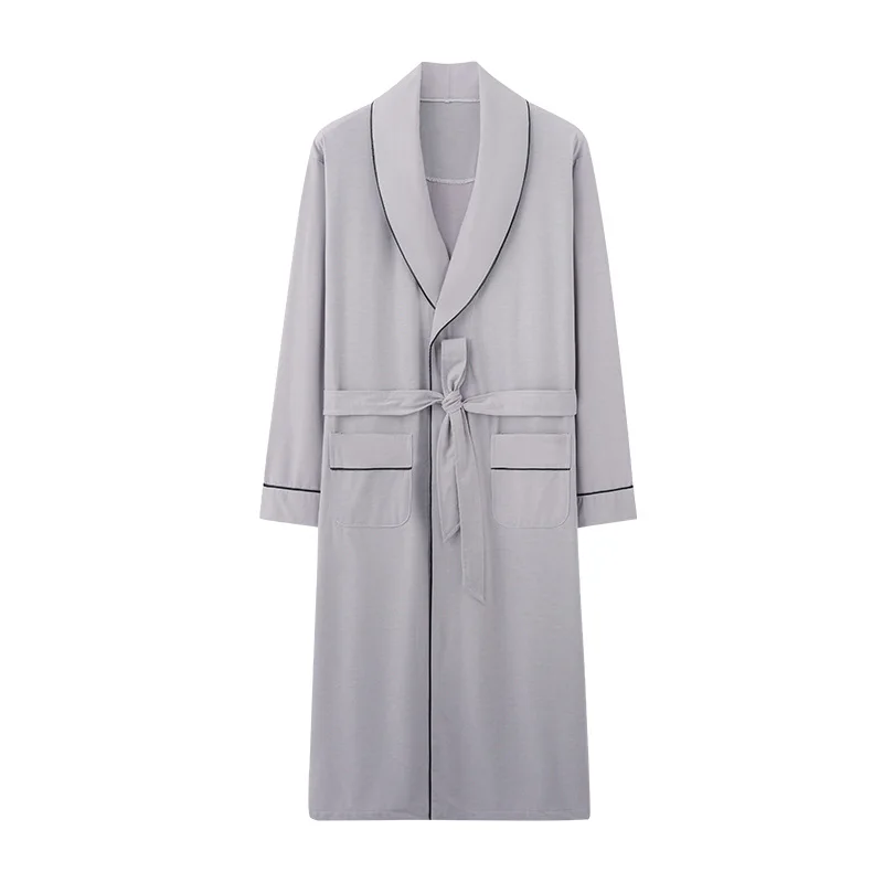 الرجال ملابس خاصة بلون بسيط مشروط التلبيب رداء حجم كبير 4Xl Bathrobe بنين فضفاض ملابس المنزل غير رسمية ملابس النوم