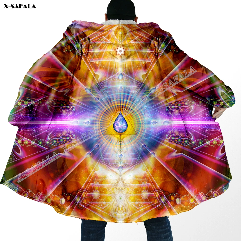 

Mantala Art Spiritual 3D Printed Overcoat Hooded Blanket Coat Cape Robe Fleece Velvet Loose Men Female Jacket Cloak Windproof