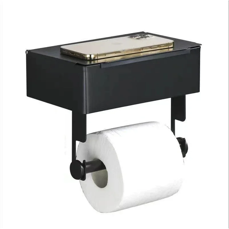 

Stainless Steel Toilet Paper Holder Bathroom Wall Mount Tissue Box Paper Dispenser Dustproof Roll Towel Shelf Organizer