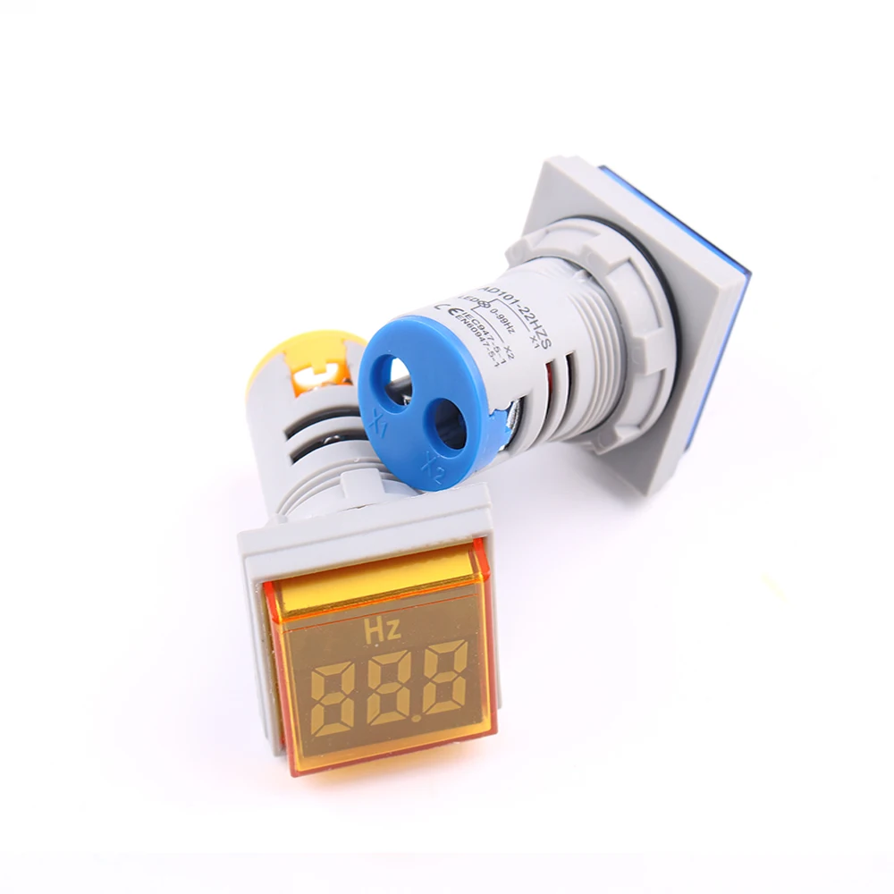 스퀘어 22mm 측정 범위 20-75Hz 디지털 디스플레이 전기 헤르츠 미터 주파수 측정기 표시 등 신호등 콤보 테스터