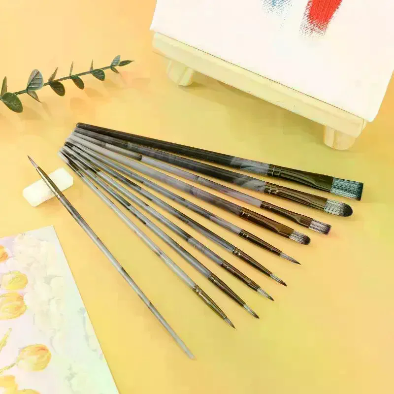 10Pcs Professional Colorful Oil Painting Brushes Nylon Hair Artist Paint Brush Set Watercolor Acrylic Paintbrush