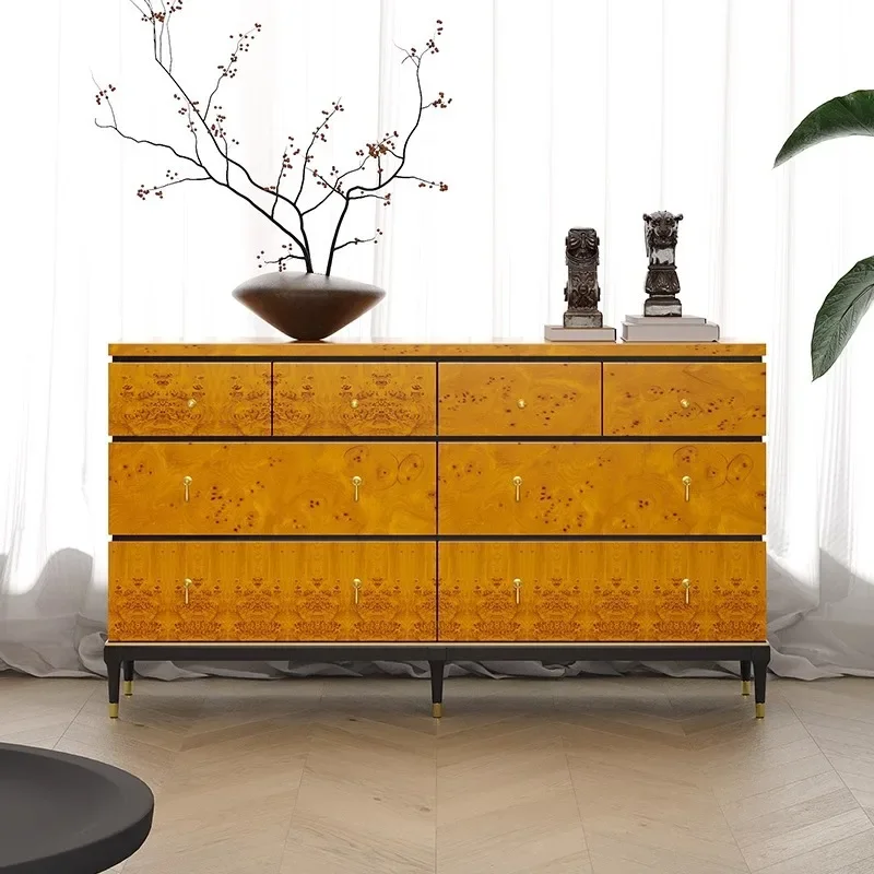 Light luxury eight-bucket cabinet villa living room storage locker modern simple designer solid wood side cabinet drawer cabinet