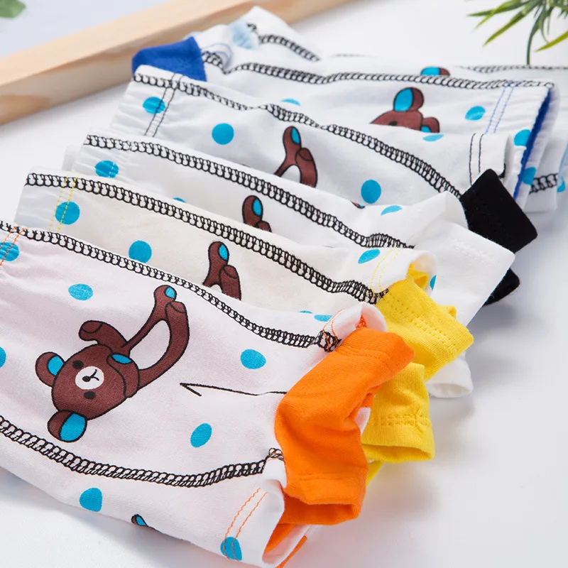 12pcs/Lot Boy Cotton Briefs Bear Design Baby Boy Underwear Size M-L-XL Children Soft Healthy Underpants Breathable Briefs 4-10T