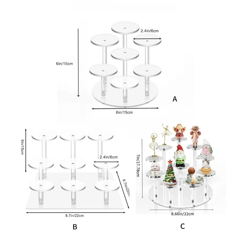 Acrilico trasparente multistrato rotondo gioielli anelli espositore torta dessert espositore rotondo piccoli gioielli