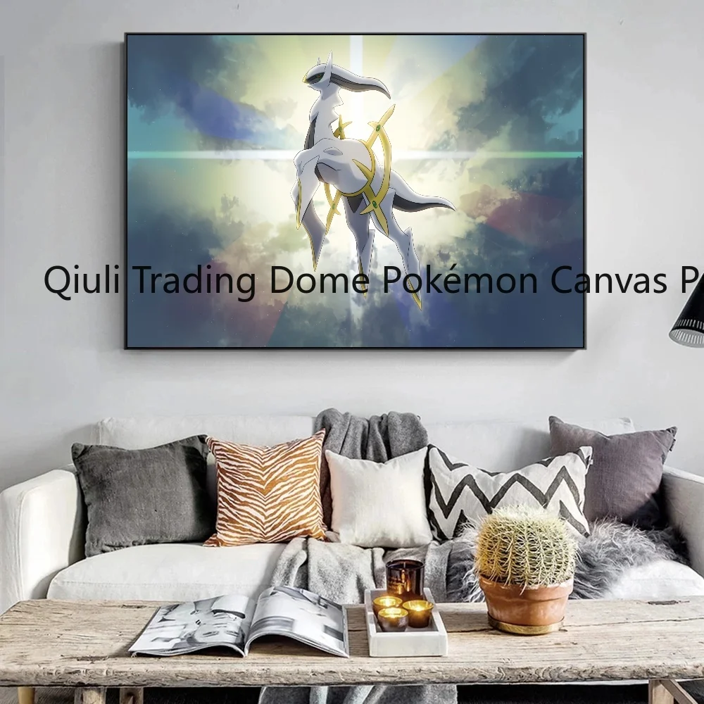 Pokemon Anime Cartoon Character Arceus Poster Peripheral Kawaii Canvas Painting Wall Art Prints Living Room Decor Pictures Mural