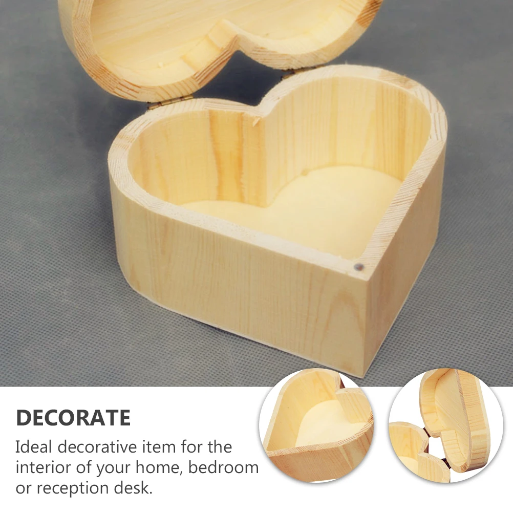 

Heart Shaped Gift Box Jewelry Display Chest Storage Container Simple Creative Case Wooden