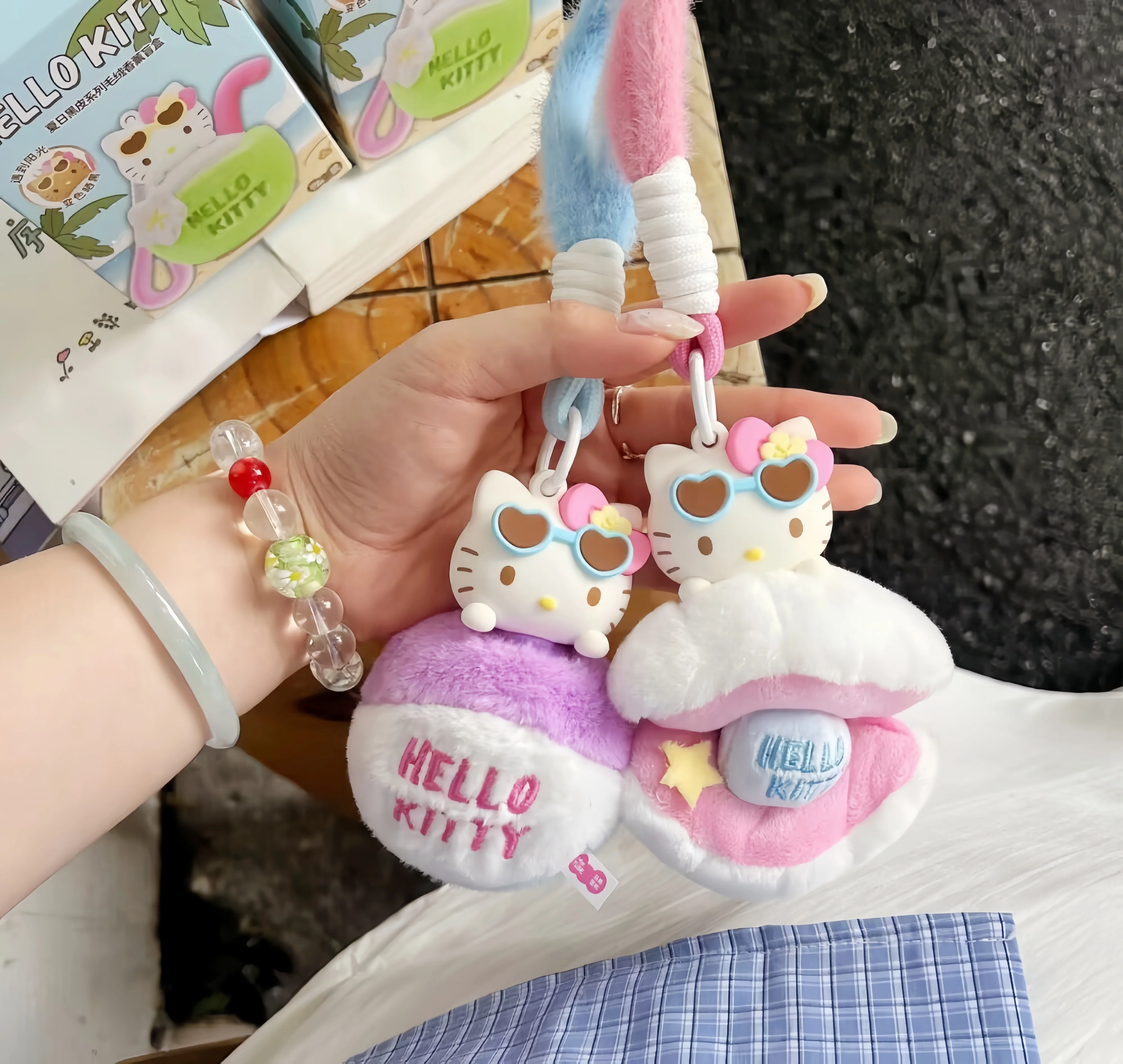 100% حقيقية Hellokitty الصيف سلسلة جلدية سوداء صندوق أعمى Kawaii قلادة البخور دمية صندوق غامض أنيمي الشكل جمع #2