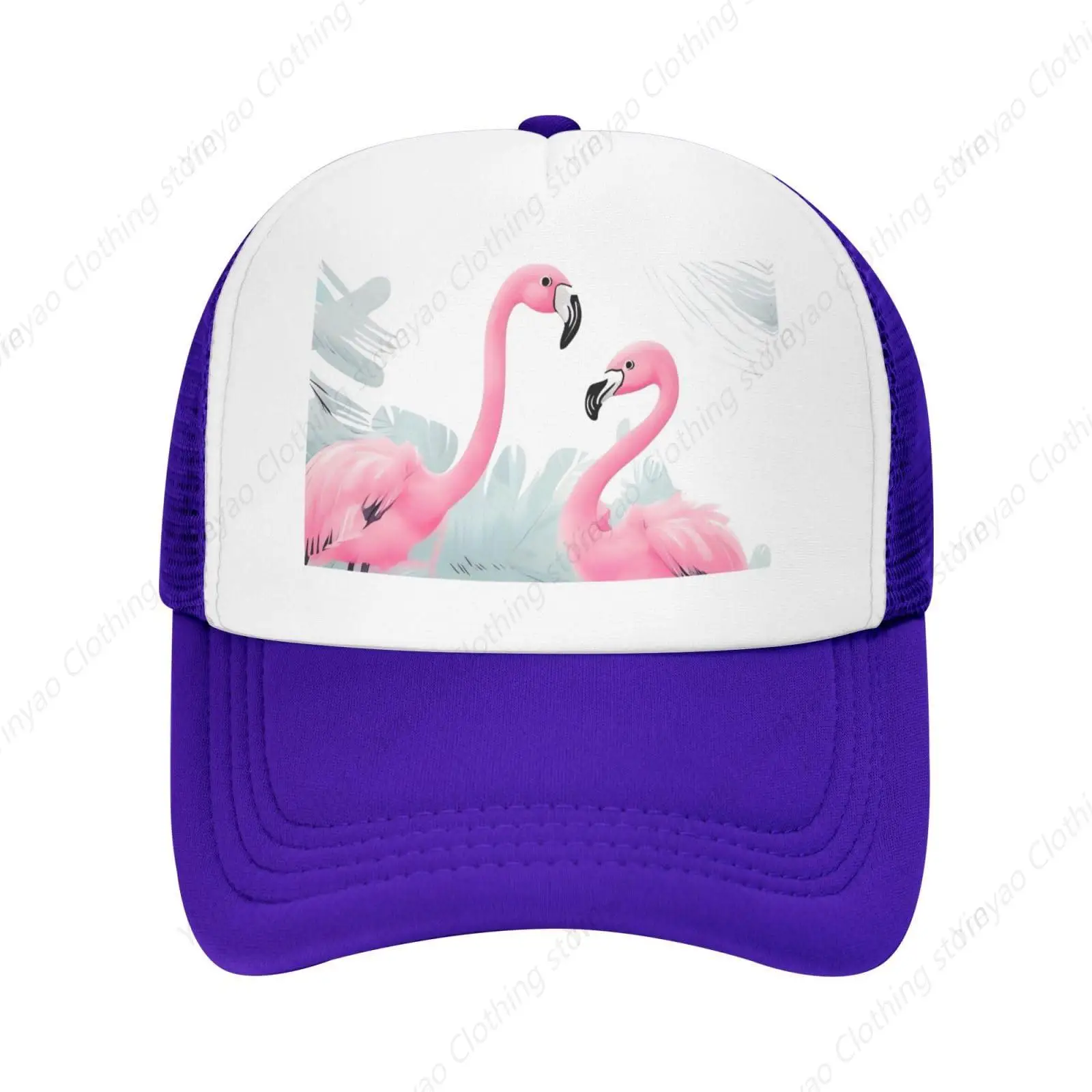 Fun flamingo enthusiast mesh breathable sunshade hat fashionable outdoor baseball cap adjustable truck cap