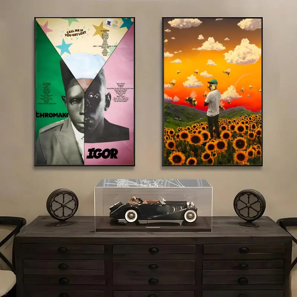 ملصق أنيق لمغني الراب T-Tyler The Creator ملصق مثالي فني ذاتي اللصق مصمم لمساحات مكتب الطعام المنزلية المتينة #4