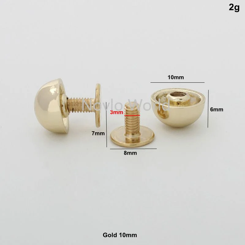 Clous métalliques en forme de champignon, 50 pièces, 4 couleurs, 4 tailles, 8mm, 10mm, pour sacs, quincaillerie, rivets