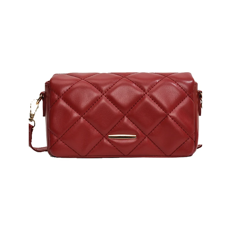 Fashion Light Luxury Red Crossbody Bag Design Sense Plaid Casual Shoulder Bag Wedding Bag Women\'s Pop High-end Small Square Bag