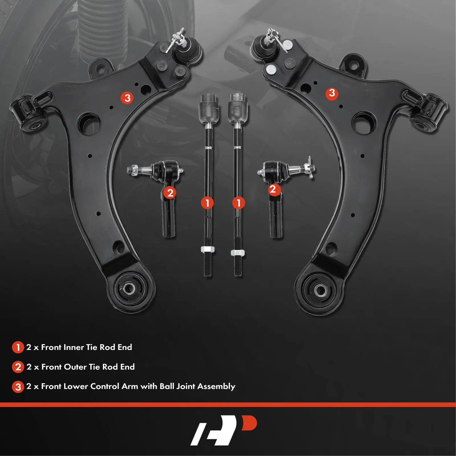 A-Premium 6x Front Lower Control Arm with Ball Joint Tie Rod End for Chevrolet Impala 2006-2013 Buick Regal 1997-2004 Century