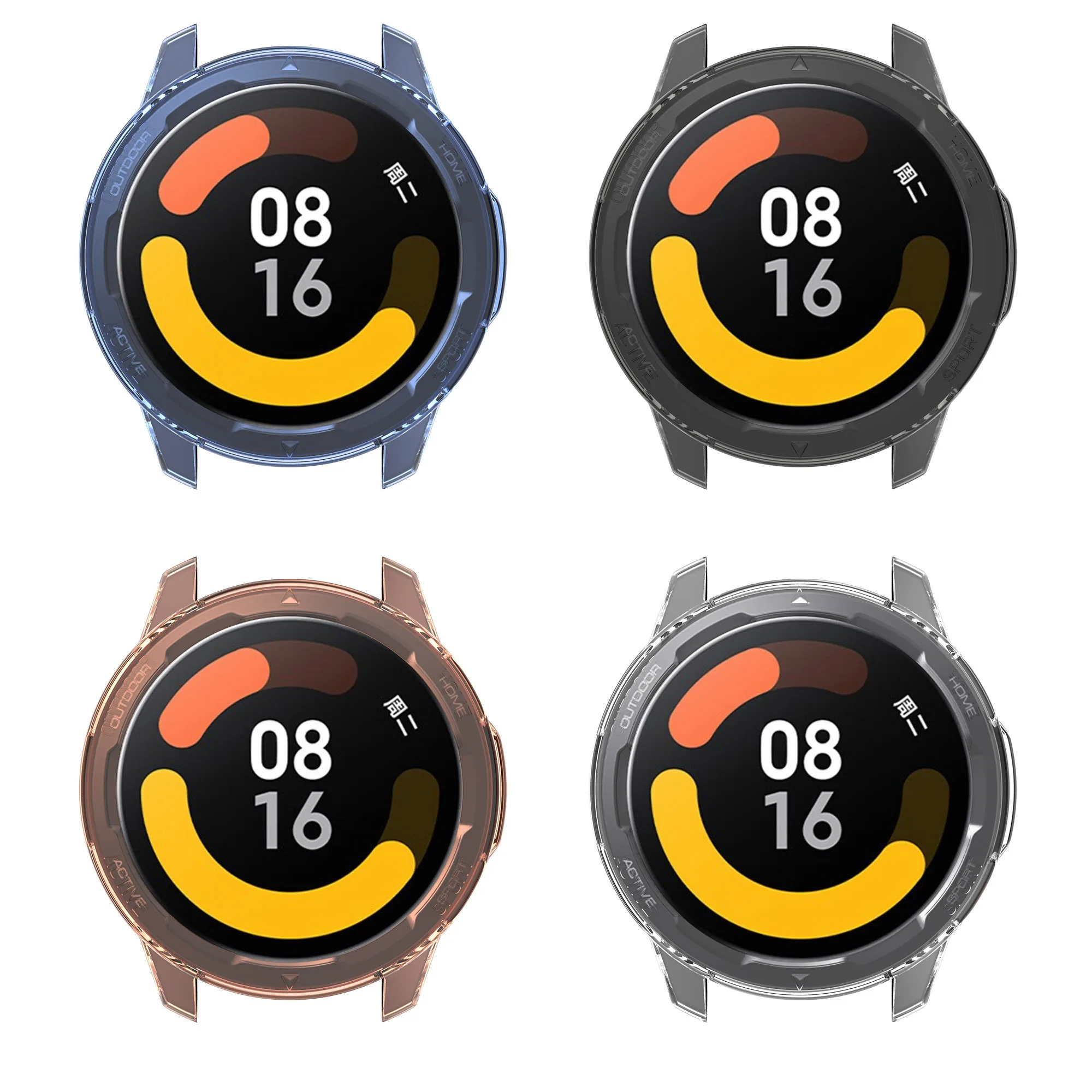 Tpu borda macia caso escudo protetor de tela de vidro para xiaomi mi relógio cor 2/s1 esporte ativo relógio inteligente protetora capa abundante