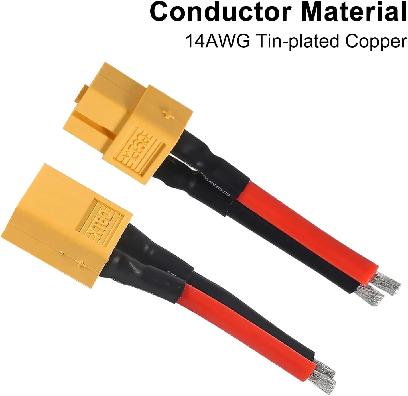 موصل سلك سيليكون XT60 ، كابل تمديد للإناث والذكور ، موصل قابس XT60 للسيارات بالتحكم عن بعد ، بطارية ليثيوم بدون طيار قارب ، 14AWG