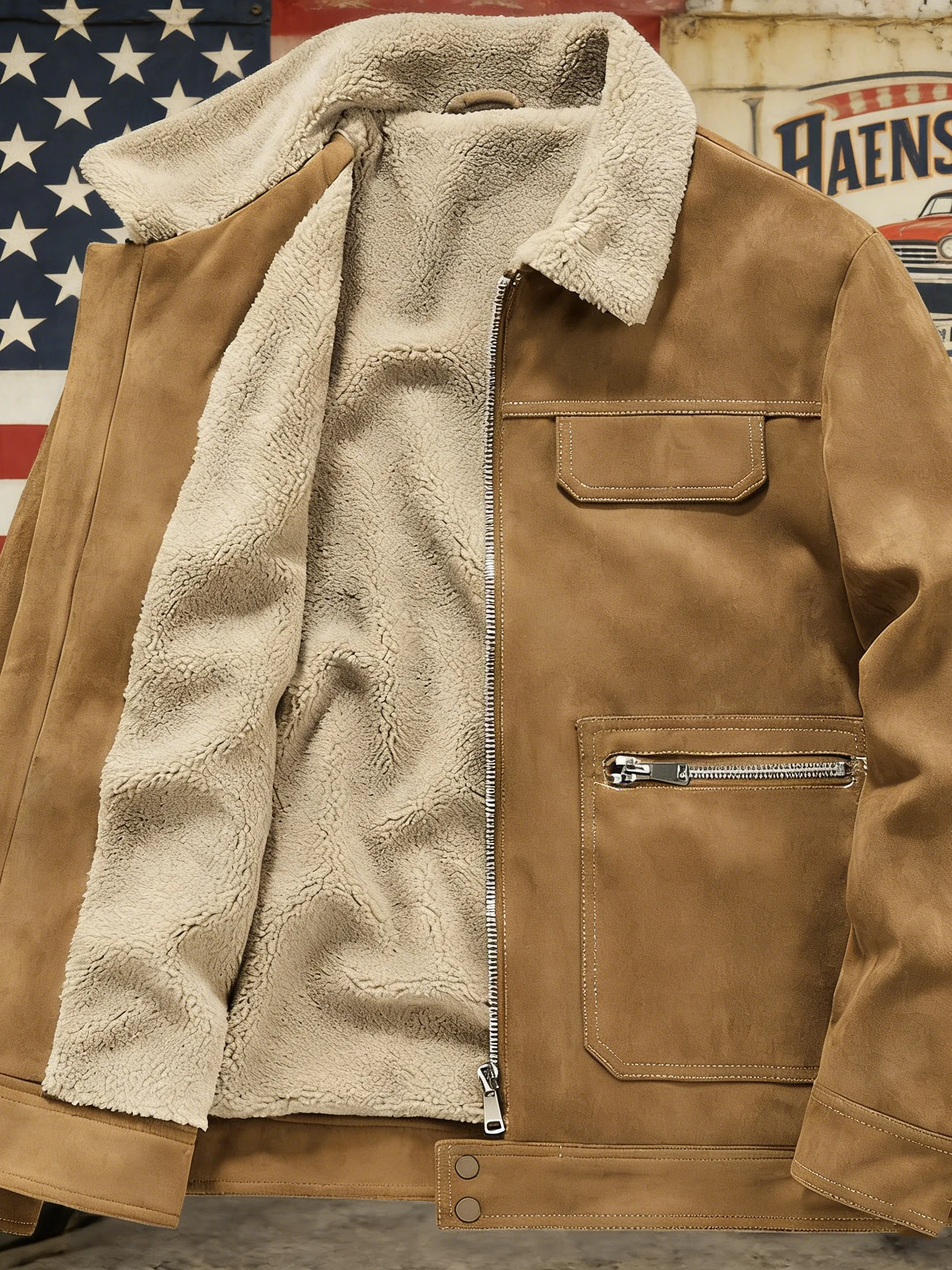 

Европейская утепленная замшевая хлопковая куртка-жилет для мужчин, на флисовой подкладке, в стиле милитари, повседневная, из овчины, верхняя одежда