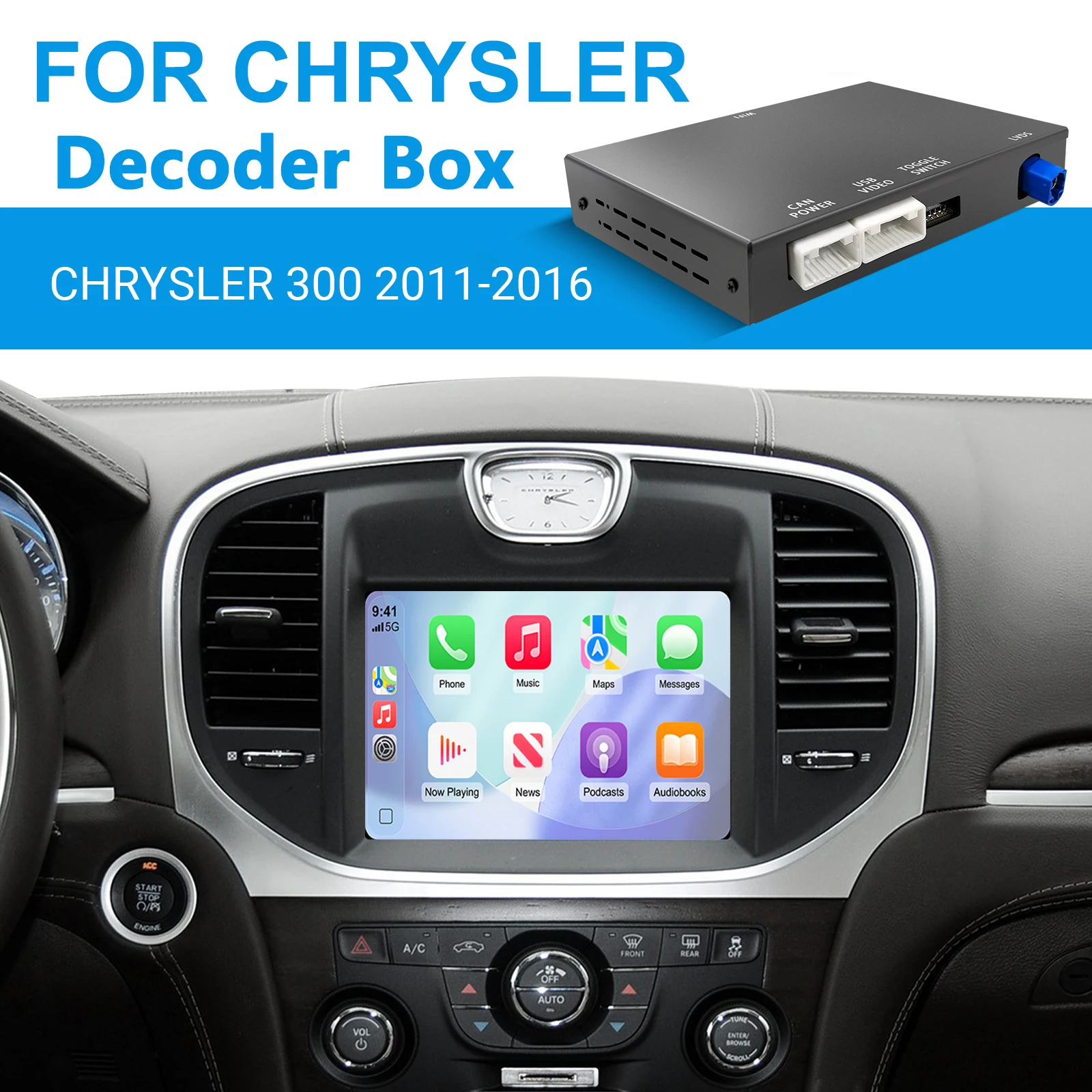 Drahtloses CarPlay Android Auto Retrofit Kit für Chrysler 300 Series 2011-2016 Modelle OEM-Integration behält Fabriksteuerung