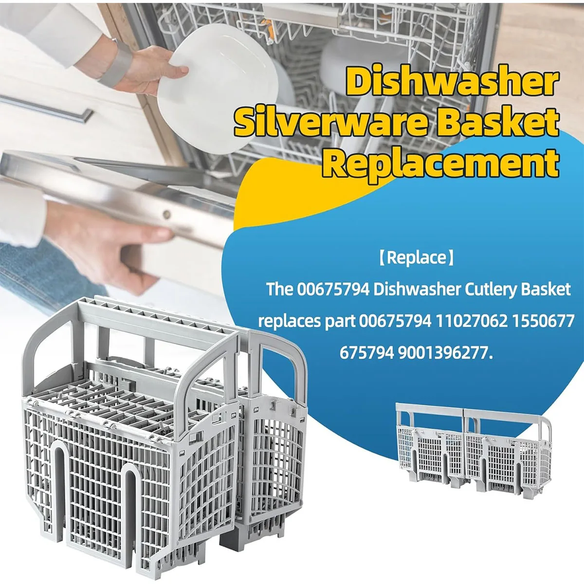 

00675794 675794 Dishwasher silverware basket for Thermador Bosch utensil basket SHE55M15UC SHX3AR75UC 00704855 9001396277