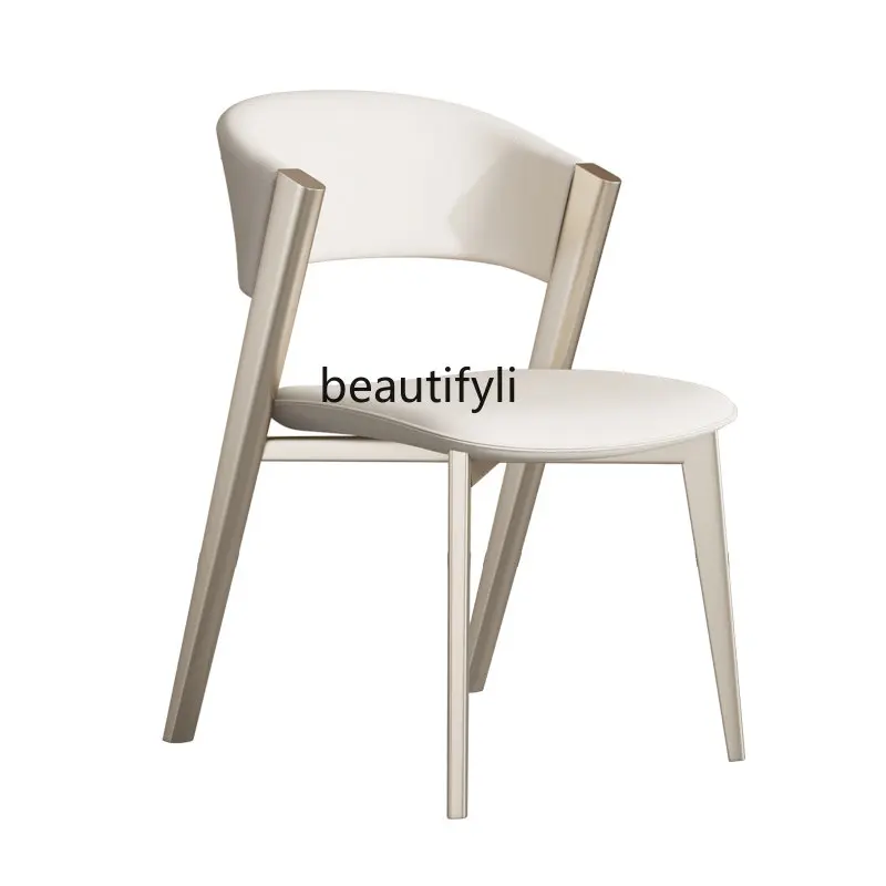 

yj Light Luxury Dining Chair Simple Modern Nordic High-End Hotel Napa Leather Backrest Chair