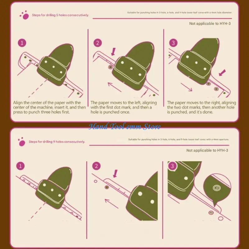 

H37F 8 Sheets Capacity 3 Hole Punches with Alignment Scale for Document Paper Binding