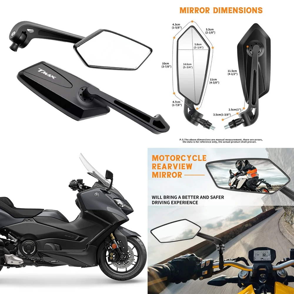 1 Pair Modifyed 360° Foldable Motorcycle Side Rearview Mirrors For YAMAHA NMAX VMAX TMAX XMAX TMAX530 TMAX560 560 650 700 750