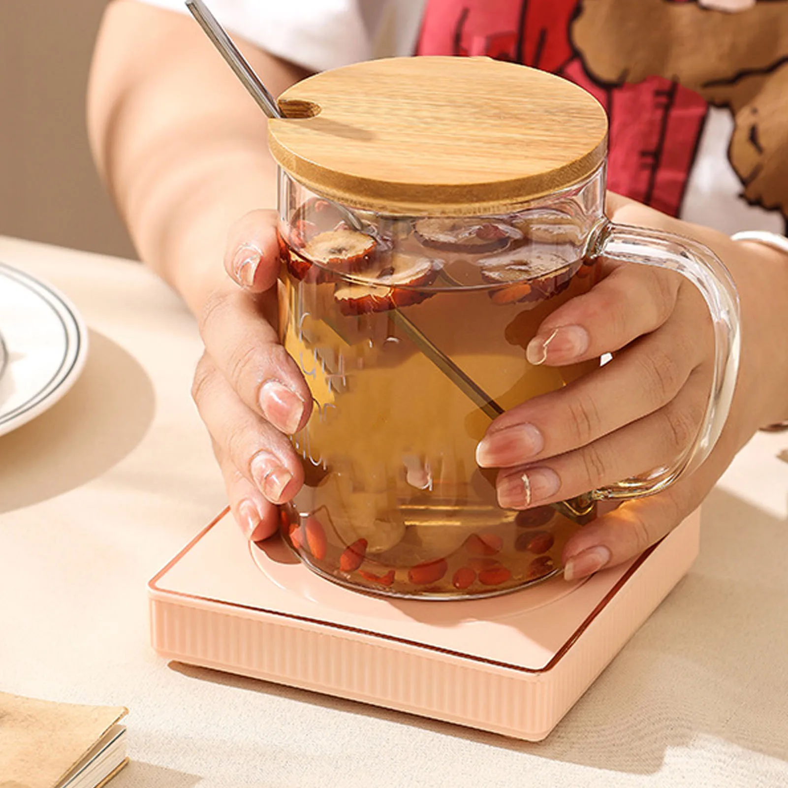 커피 머그잔 워머 컴팩트 향상된 맛 열 보존 홈 아파트 사무실 여행을위한 전기 컵 워머