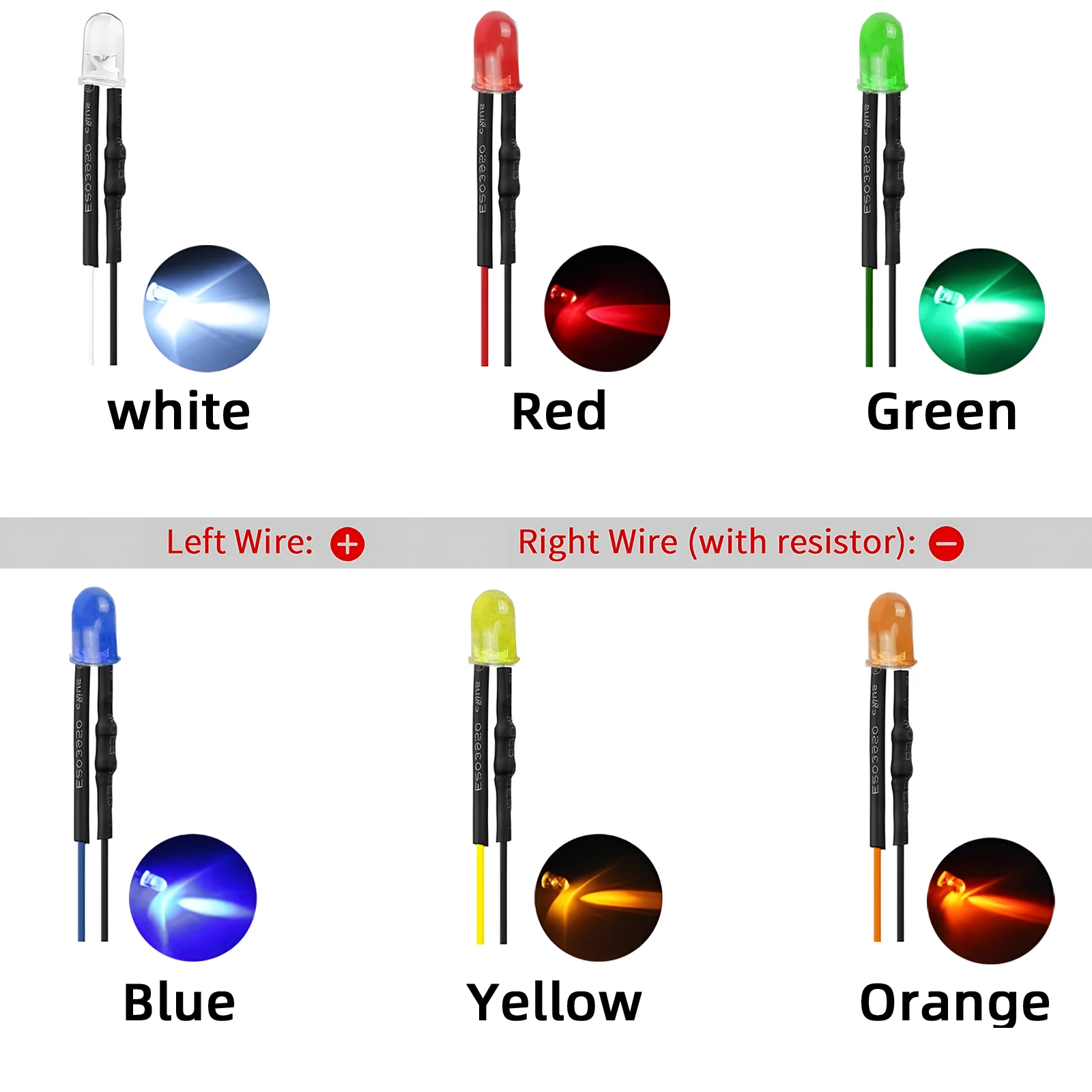 50pcs 12v Pre Wired Led Diode Lights EmittingDiodes For DIY Scientific Experiment