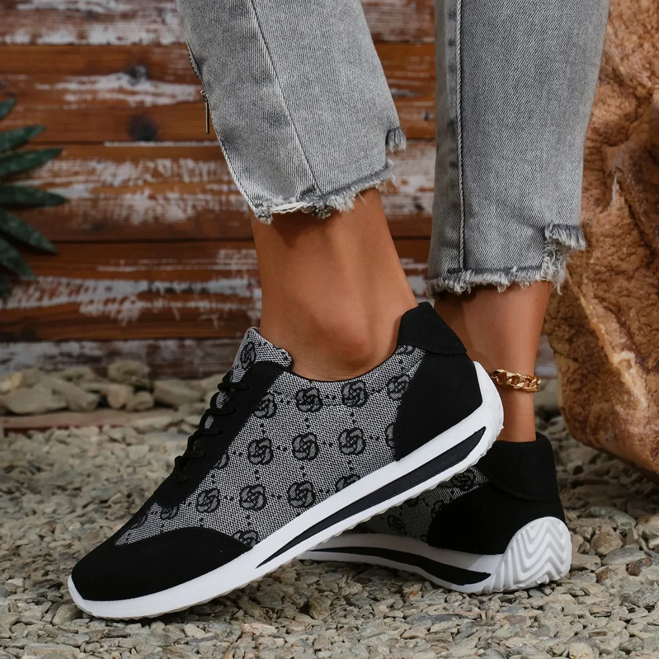 Frühling und Sommer Damen Designer Atmungsaktive Sneaker mit Kreuzriemen Flache Bequeme Freizeit-Walkingschuhe Zapatos De Mujer – Detail 9