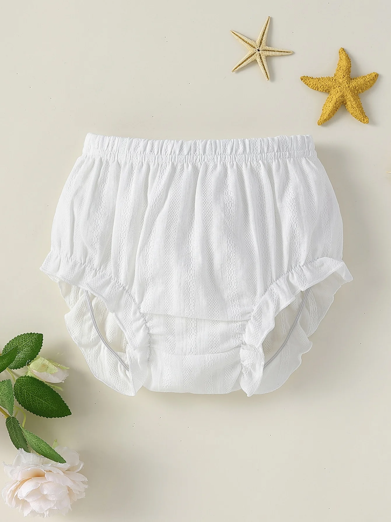 Summer Baby Girl Pure White Pleated Shorts