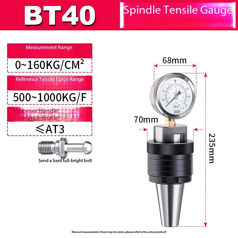 Professional BT30-50 Spindle Pull Force Tester, Hydraulic Instrument and Dynamometer with 20CrMnTi Construction for Accuracy