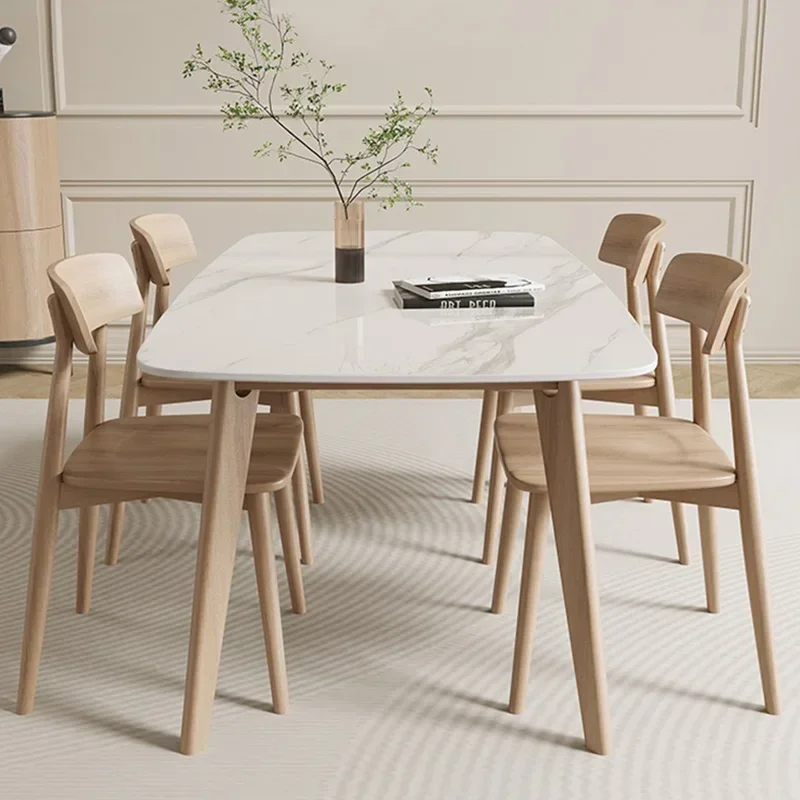 Rectangle Italy Dining Table Luxury Nordic Marblewooden Legs Dining Table Home Portablemesa De ComedorKitchen Furniture