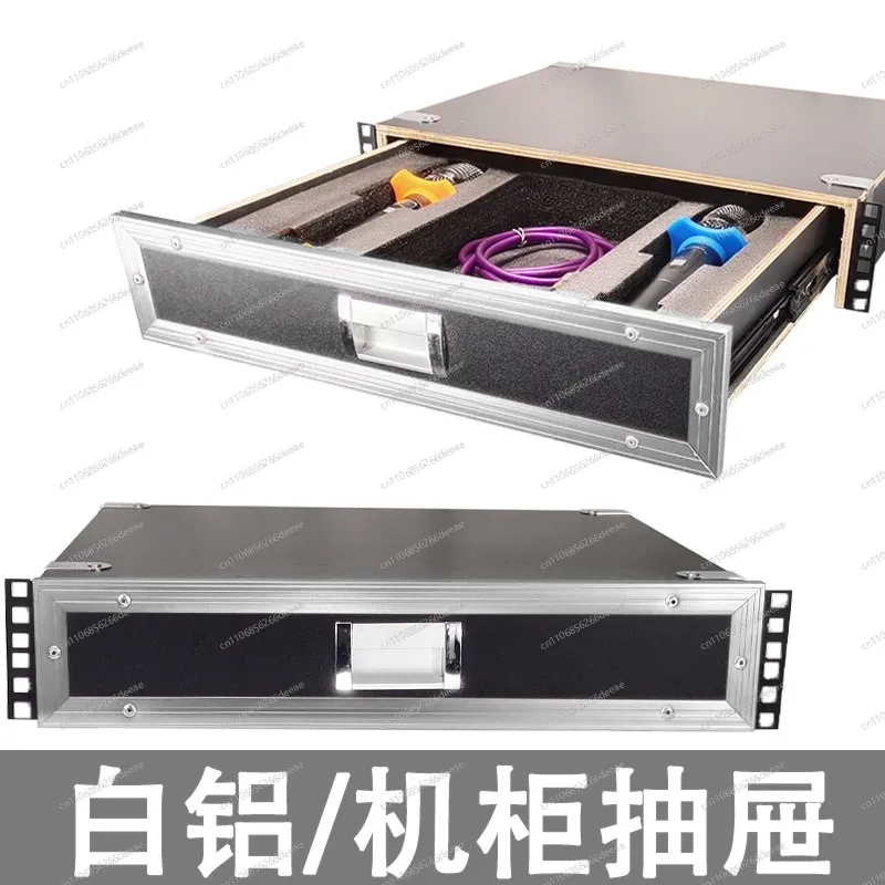 2U Rack Mount Wooden Metal Hybrid Lockable Drawer Custom Foam Liner Mic Organizer For Stage Audio Use