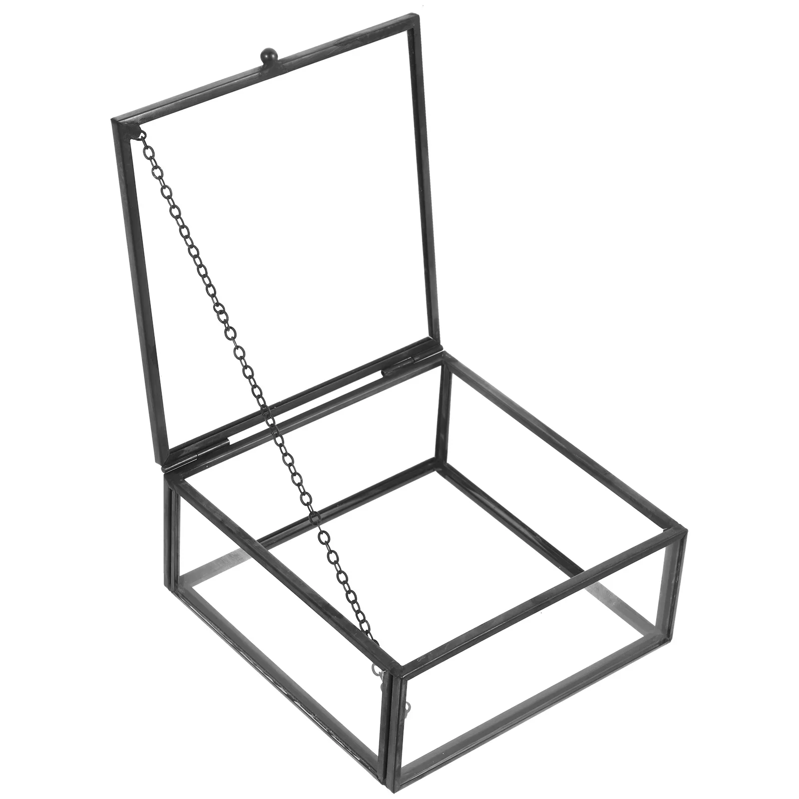 

Vintage Glass Keepsake Box Rectangle Clear Jewelry Display Organizer Box Decorative Vanity Lidded Box Hinged Top Lid