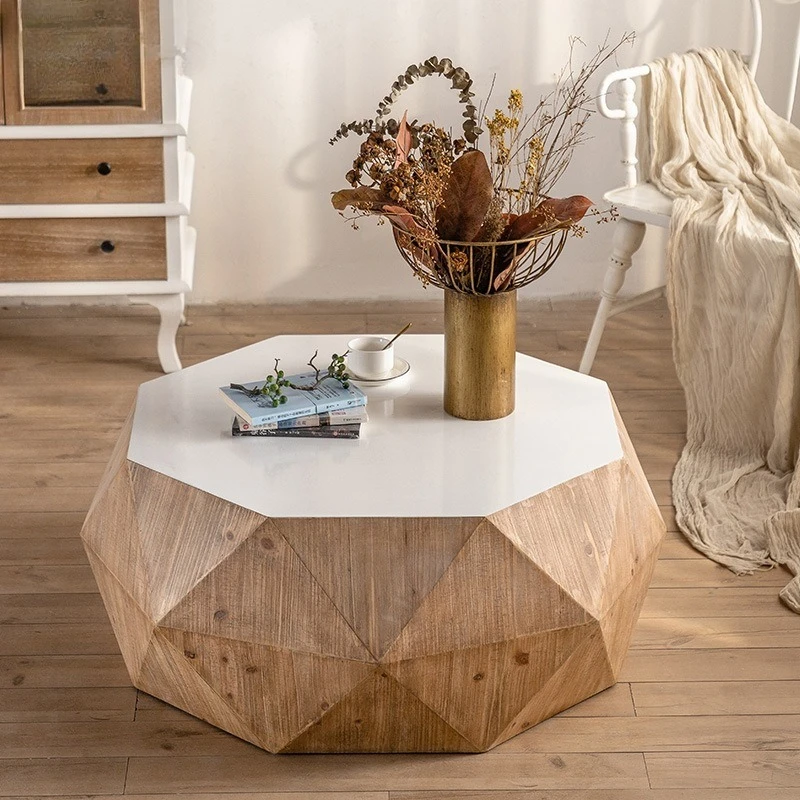 Solid wood coffee table, modern small apartment Internet celebrity coffee table, bed and breakfast furniture living room decor