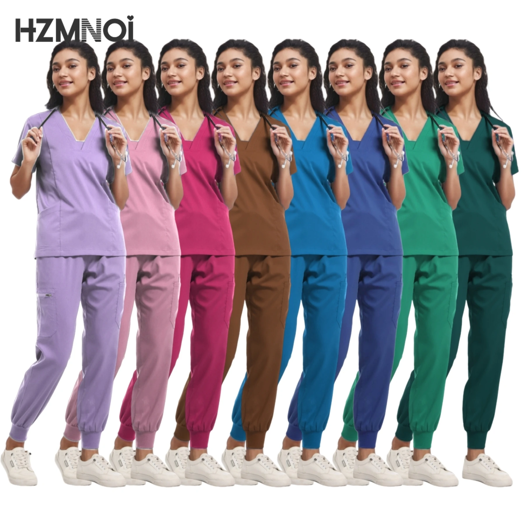 High-quality Scrub Joggers Suit Nursing Medical Uniform Dental Scrub Women Fashion Short Sleeved Top Pants Suits Beauty Uniforms