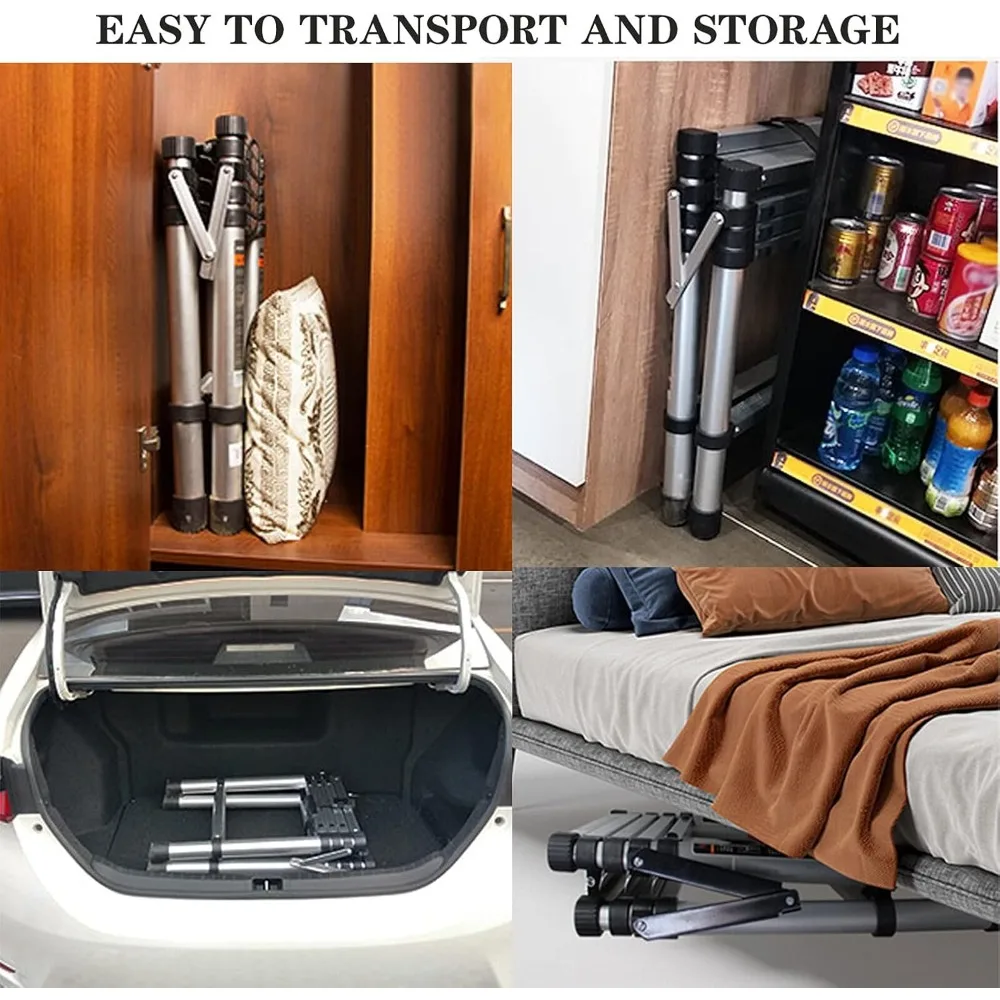 سلم تمديد من الألومنيوم بإطار A متداخل - 1.63 م/5.5 قدم، محمول، متعدد الأغراض، قابل للطي، شديد التحمل، سعة 330 رطل، مناسب #5