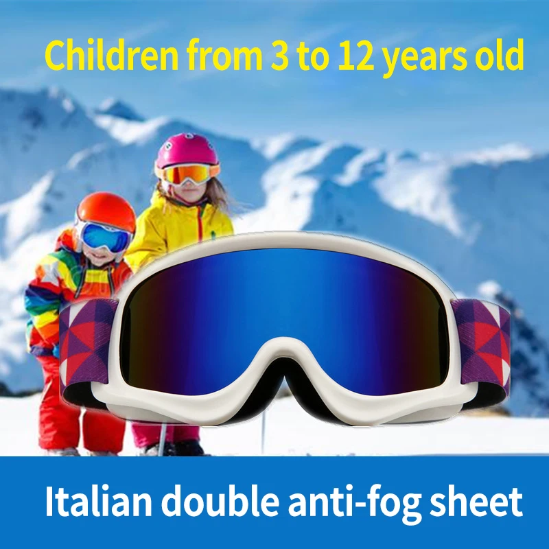 Age 4-14 Children Ski Glasses Anti-fog UV Protection Double Layer Lens Kids Snow Goggles Winter Outdoor Sports Snowboard Eyewea