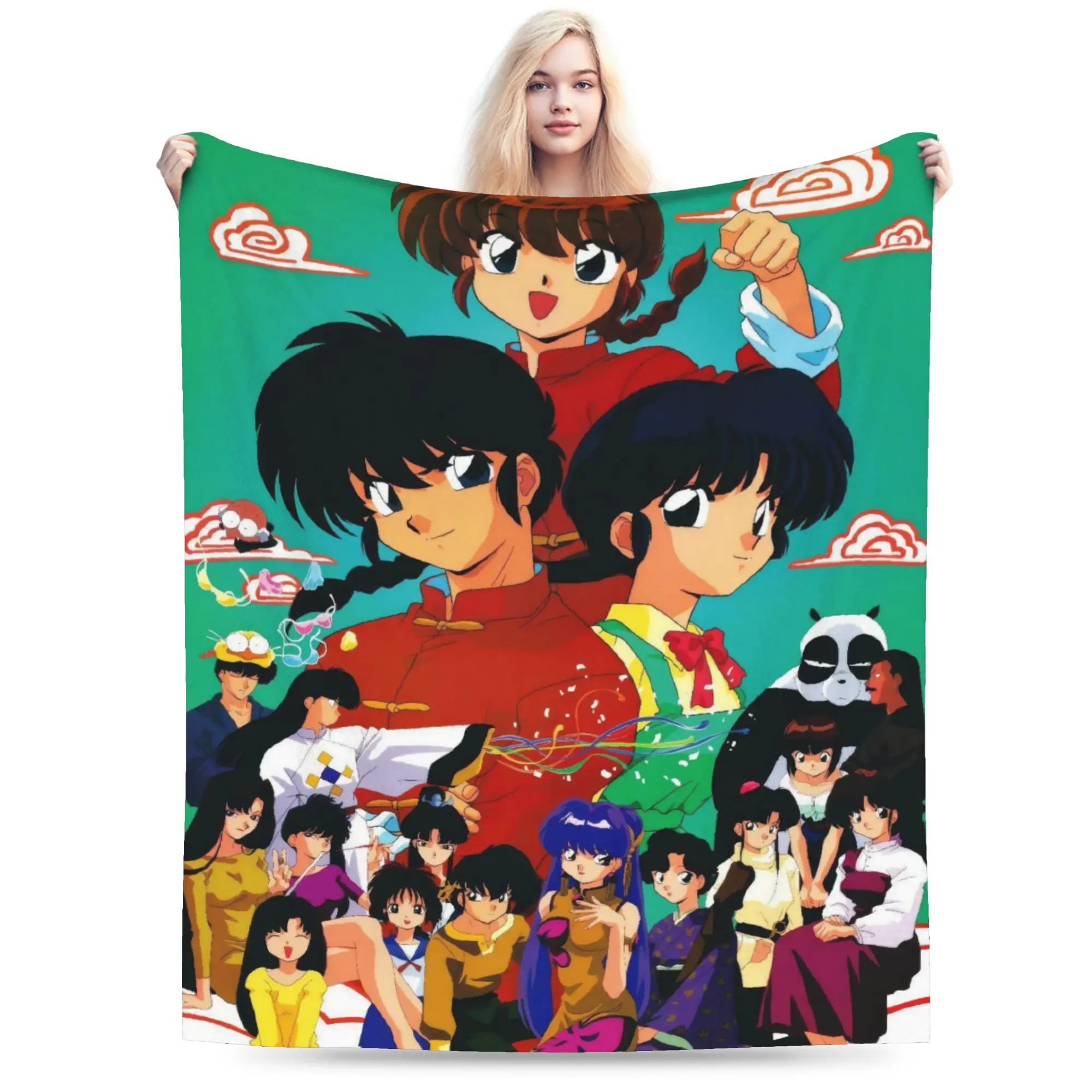 Ranma Japanese Anime Blanket Flannel Spring/Autumn  Breathable Super Warm Throw Blanket for Sofa Travel Bedding Throws
